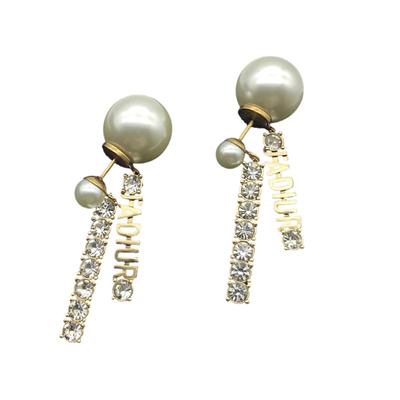 前后双珍珠吊字母耳环