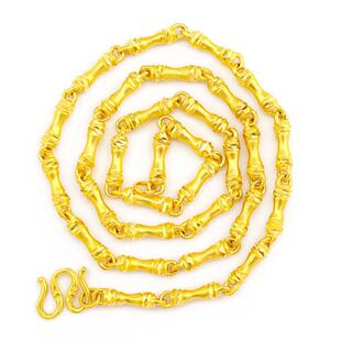 沙金仿真黄金男士项链空心车花喷砂橄榄项链男款轻奢高级感送男友