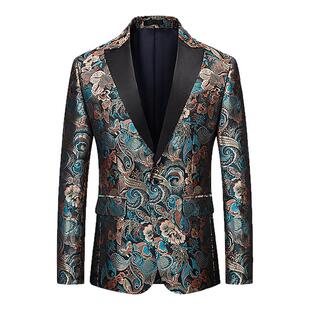 舞台西服大码晚礼服歌手司仪主持人个性绣花西装婚礼男士演出礼服