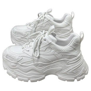 欧洲站2026年春季新款真皮松糕厚底小白鞋欧货白色增高老爹鞋女潮