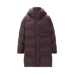 IAmMIX27冬季连帽羽绒服女中长款宽松加厚轻暖蓬松泡芙羽绒服外套