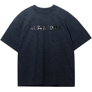 肌肉狗 银河暗码 时尚运动休闲T恤男夏季美式宽松半袖训练健身服