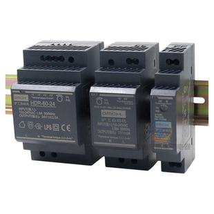沪工直流220V转12VDC导轨式开关电源24V伏HDR 15W 60W变压器100W