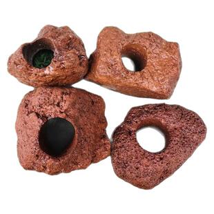 打孔火山石固定水草定植环红黑色水草种植环沉底造景石头躲避底座