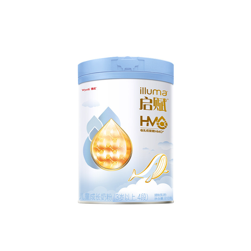【官方正品】惠氏启赋蓝钻4段HMO营养儿童成长奶粉810g