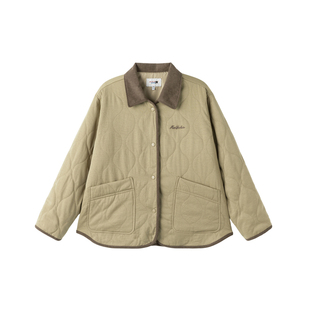 KXLFCHN空穴来风 灯芯绒拼接葫芦纹棉服撞色翻领冬外套休闲上衣女