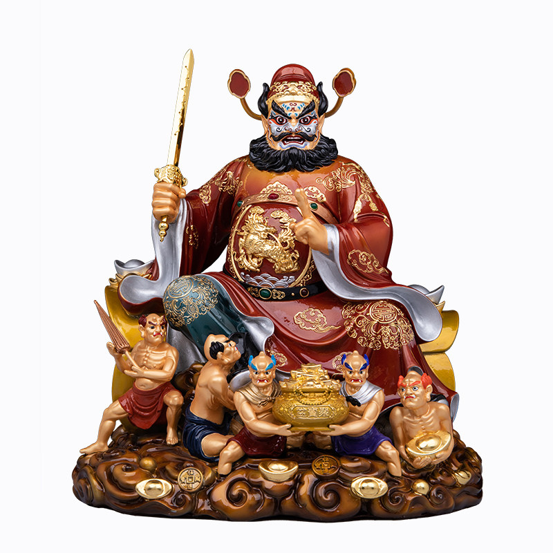 中式黄铜钟馗捉鬼供奉摆件