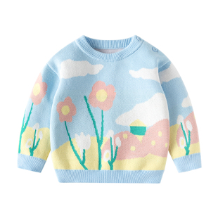 女童毛衣秋冬女宝宝套头衫洋气上衣线衣儿童春秋季打底针织衫外套