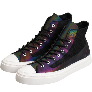 清仓特惠BLESS SHOE DEMON夜魔彩色反光高帮透气休闲鞋镭射变色鞋