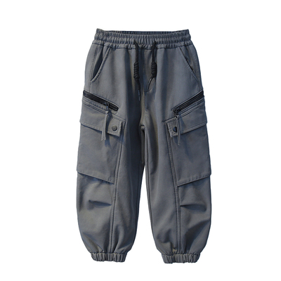 啦芙莱童装儿童一体绒工装裤25冬季新品男女童加绒休闲长裤潮3371