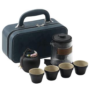 玻璃旅行茶具小套装便携式快客杯户外露营随身携带功夫泡茶壶茶杯