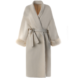 DPLAY大衣冬季米白色双面呢大衣羊毛大衣外套大衣