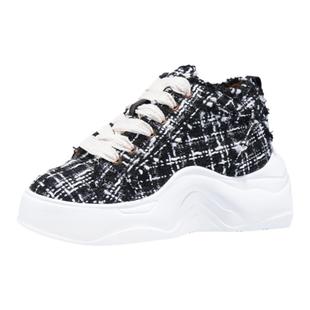 iiJin艾今官方超轻9cm厚底内增高香风粗呢花休闲老爹鞋女318AZCN