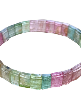 天然巴西老矿彩虹碧玺手排糖果色