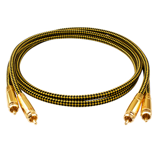 发烧双莲花头二对二2RCA信号线单晶铜镀银HiFi功放音响音频连接线