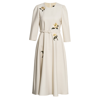 罗衣法式大摆绣花连衣裙