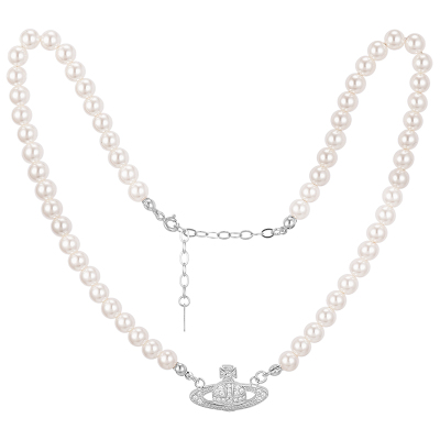 星球土星珍珠项链时尚轻奢小众锁骨链西太后纯银项链女法式复古