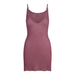 SKIMS 薄透针织低领吊带连衣裙圆领透视针织迷你辣妹风