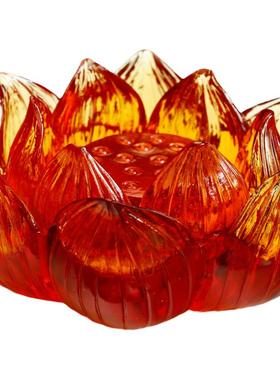 中式酒柜装饰品琉璃水晶莲花摆件