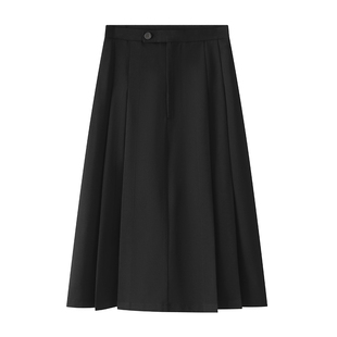 奈格薇儿小个子黑色百褶半身裙女春秋2026新款高腰职业装面试伞裙