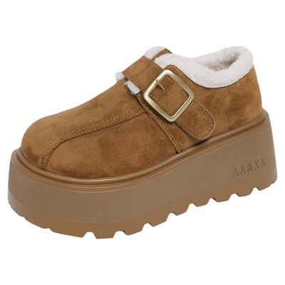 厚底勃肯鞋雪地靴女加绒东北棉鞋