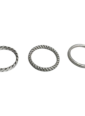 S925纯银素圈戒指光面麻花细圈叠戴简约百搭闭口戒食指环小众设计