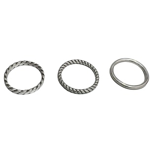 S925纯银素圈戒指光面麻花细圈叠戴简约百搭闭口戒食指环小众设计