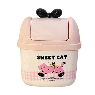 桌面垃圾桶可爱小狗高颜值带盖办公室桌上学生宿舍书桌小号废纸篓