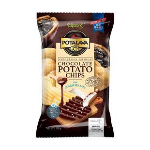 啪啪通papatonk巧克力薯片零食印尼进口大波浪马铃薯片零食清仓