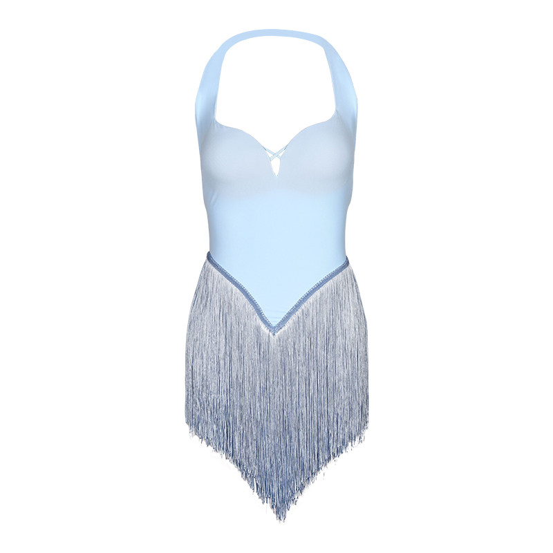 UDANCE拉丁舞蹈服2026新款舞服舞裙日常练功服挂脖流苏连衣裙 A85