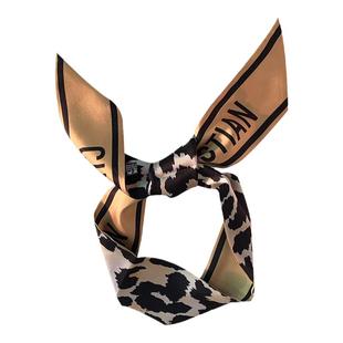 鞠婧祎绑包带包包丝巾绑包丝带夏季薄款真丝豹纹小长条短发发带女