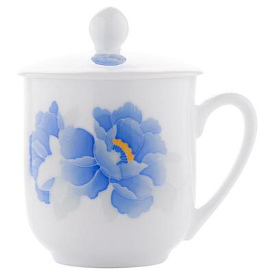 釉下彩陶瓷杯子带盖茶杯450ML
