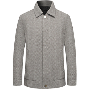 啄木鸟翻领夹克男士春季新款商务行政外套中年春秋高端上衣爸爸装