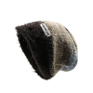 GULESWYCAP毛绒复古针织堆堆帽子女显脸小秋冬防寒保暖毛线冷帽男