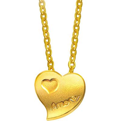 周生生黄金项链爱心足金套链