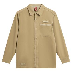 李宁男子新款纯色休闲衬衫中国文化系列运动生活纯棉外套 ASHW043