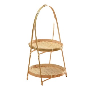 多层竹编篮竹编小提篮圆形提手茶点水果篮子糕点托盘创意小竹篮