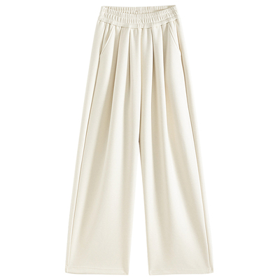 白色裤子垂感高级感冬女款小个子