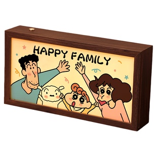 蜡笔小新摆件发光灯箱画入户玄关欢迎回家电视柜客厅桌面相框装饰
