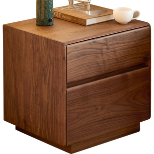 北美黑胡桃木暗格床头柜卧室储物收纳小型全实木床边抽屉柜小边柜