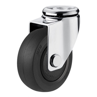 新型黑色M6孔顶加长螺丝杆万向轮橡胶轮子转向轮家具承重滑轮滚轮