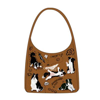 尼睿大容量可爱小狗单肩帆布包包