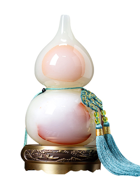 石诚记天然玉石葫芦摆件中式客厅