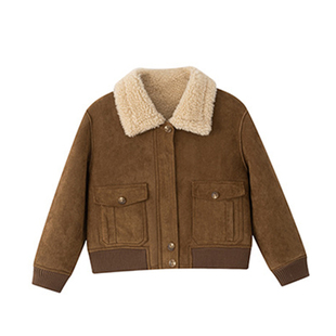 儿童皮草外套男童羊毛潮童麂皮绒皮毛一体中大童加厚冬季机车大衣