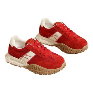 星期六德训鞋女2025春夏新款女鞋女款鞋子红色阿甘鞋运动板鞋百搭