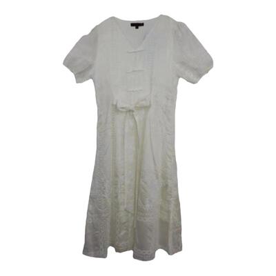 复古A字裙真丝钩花高级感中长裙