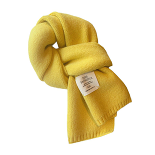 ins布标纯色针织围巾女秋冬季新款韩版百搭学生保暖毛线围脖情侣