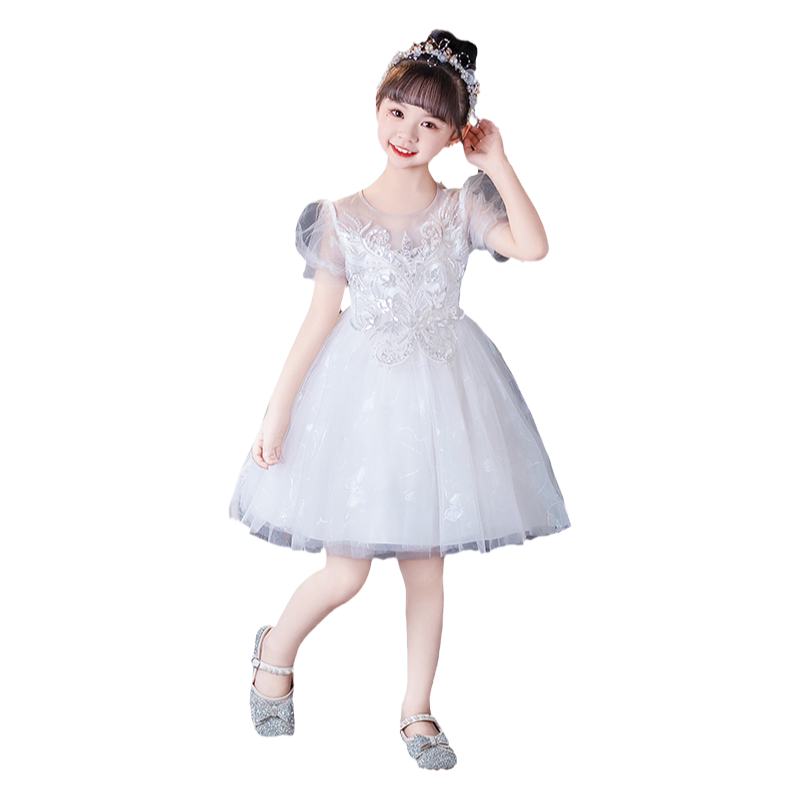 毕业典礼儿童节演出服白色公主裙蓬蓬纱裙幼儿园女童连衣裙舞蹈服