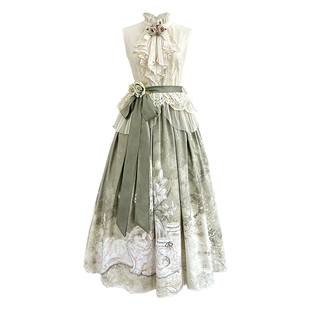 半身裙女夏国风改良设计感无袖背心上衣高腰新中式连衣裙长裙套装