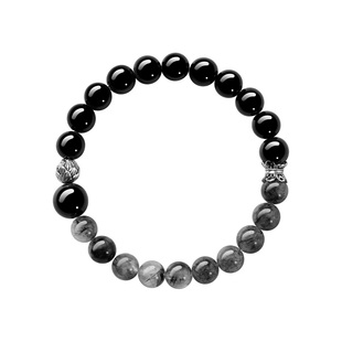 【杭州灵隐正品】天然黑曜石情侣手链黑发水晶手串本命年情侣礼物